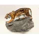 A RARE ROYAL DOULTON FIGURE TIGER ON THE ROCK HN 2639 FROM THE PRESTIGE CATS SERIES DESIGNED BY