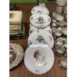 A COLLECTION OF VINTAGE PLATES WITH IMAGES OF COMICAL JESTER SCENES