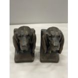 A PAIR OF DOGS HEAD BOOK ENDS