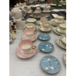 A QUANTITY OF CHINA CUPS AND SAUCERS TO INCLUDE SHELLEY, BRISTOL IRONSTONE, ETC