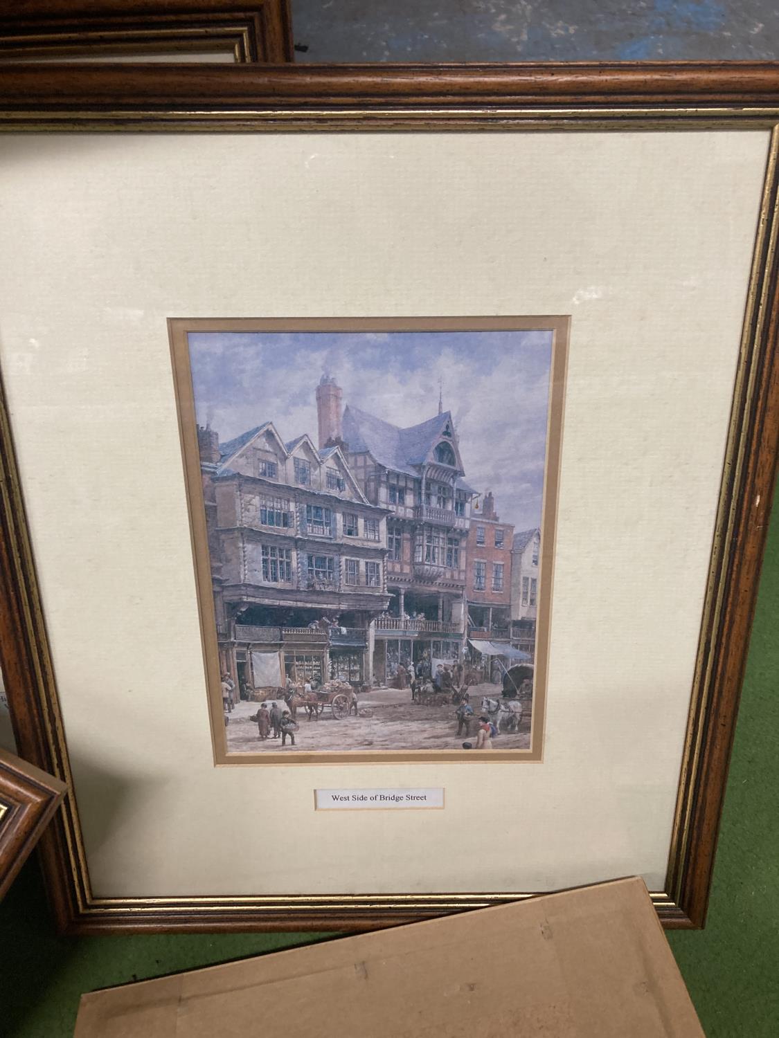 A COLLECTION OF SEVEN FRAMED PRINTS OF VINTAGE CHESTER TO INCLUDE BISHOP LLOYD'S HOUSE, WATERGATE - Image 4 of 4