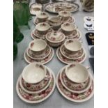 A JOHNSON BROS 'WINCHESTER' TEASET TO INCLUDE CUPS, SAUCERS, SIDE PLATES, CREAM JUG AND SUGAR BOWL