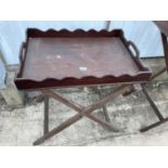 A GEORGIAN MAHOGANY BUTLERS TRAY ON STAND