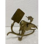 A BRASS DRAGON MATCHBOX STAND HEIGHT 14CM