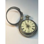A CHAS.CLAYTON LONDON MARKED SILVER PEAR CASED POCKET WATCH FOR REPAIR