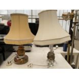 TWO DECORATIVE TABLE LAMPS WITH SHADES