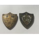 TWO HANLEY SHEILD LAPEL BADGES