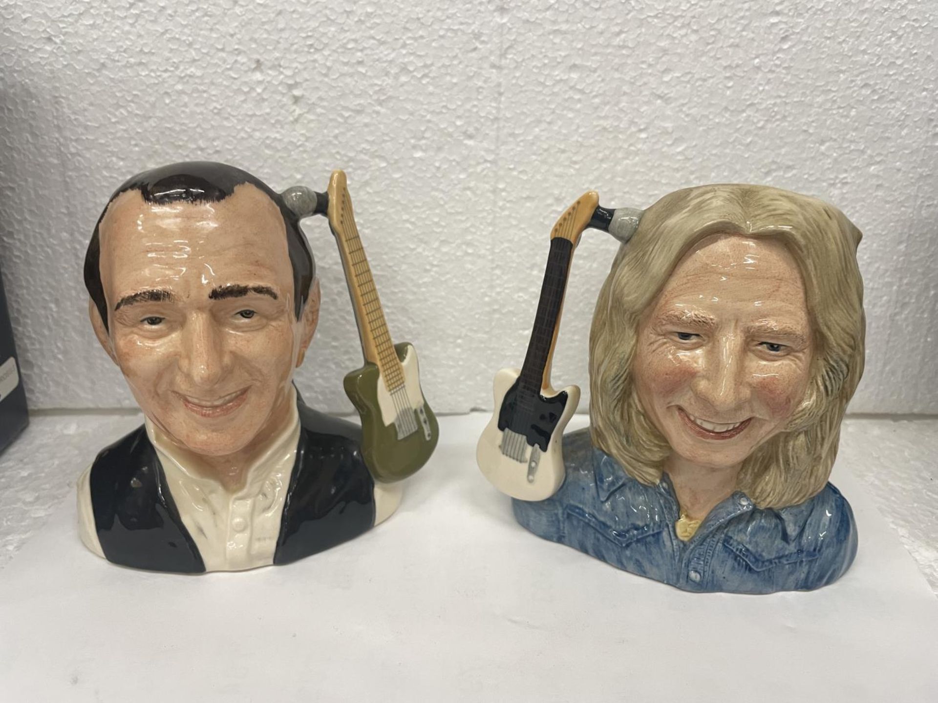 LIMITED EDITION BOXED ROYAL DOULTON STATUS QUO TOBY JUGS SIGNED BY THE MODELLER