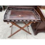 A GEORGIAN MAHOGANY BUTLERS TRAY ON STAND