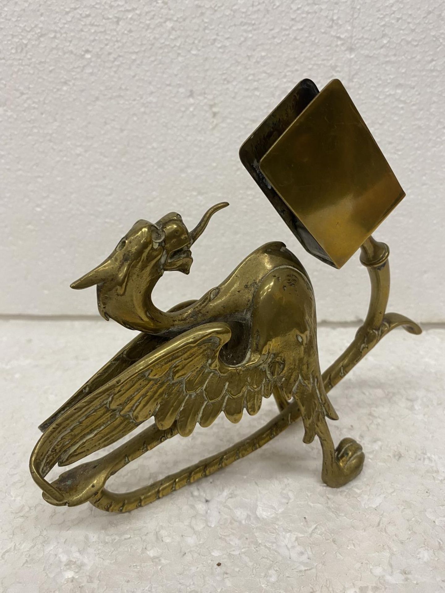 A BRASS DRAGON MATCHBOX STAND HEIGHT 14CM - Image 3 of 4