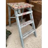 A RETRO WOODEN TWO RUNG KITCHEN STEP STOOL