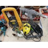 AN ASSORTMENT OF ITEMS TO INCLUDE A JCB PETROL PRESSURE WASHER, A CAR VACUUM AND A DOOR CHAIN ETC