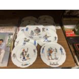 A QUANTITY OF VINTAGE CHILDREN'S PLATES WITH IMAGES OF JESTERS, ETC