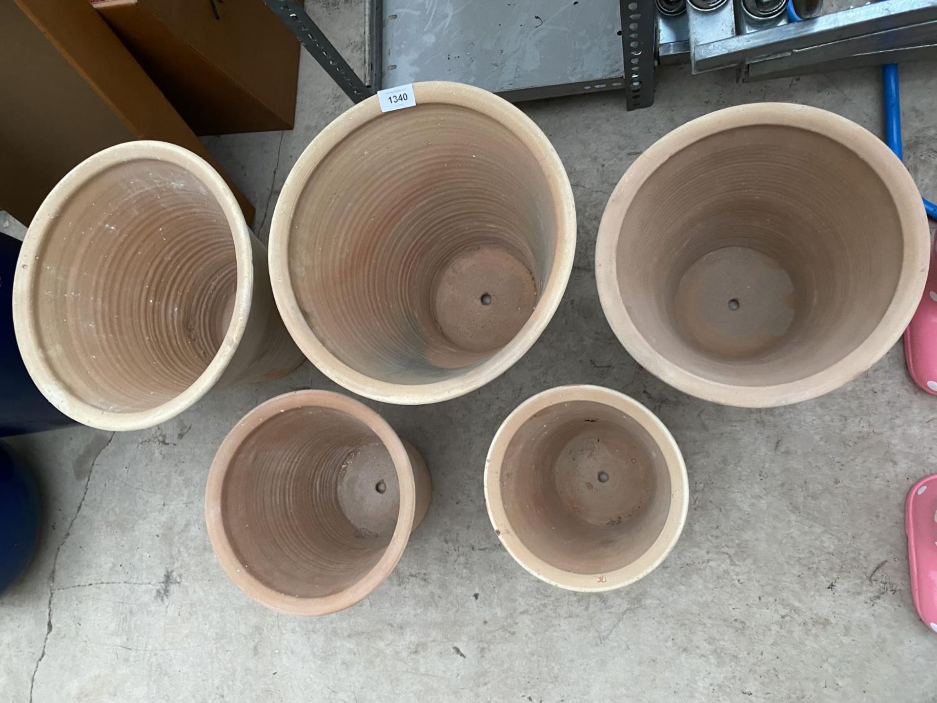 A SET OF FIVE AS NEW GRADUATED TERRACOTTA PLANTERS - Image 2 of 2