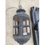 A VINTAGE HANGING ELECTRIC LANTERN