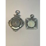 TWO HALLMARKED BIRMINGHAM SILVER WATCH FOBS