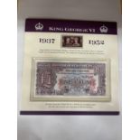 COINCRAFT , UK , 1937-52 , GV1 COIN COLLECTION WITH ARMED FORCES BANKNOTES AND STAMPS