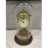 A LARGE ANNIVERSARY CLOCK WITH GLASS DOME (DOME A/F)