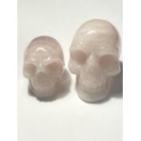 TWO AGATE CARVED SKULLS