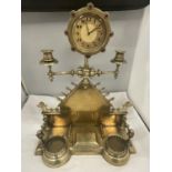 A BRASS MILITARY DESK AND CLOCK SET