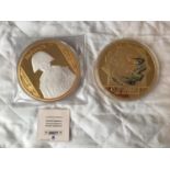 TWO VERY LARGE AND UNUSUAL COLLECTOR'S MEDALLIONS, ONE BEING A PORTRAIT OF NAPOLEON WITH CERTIFICATE