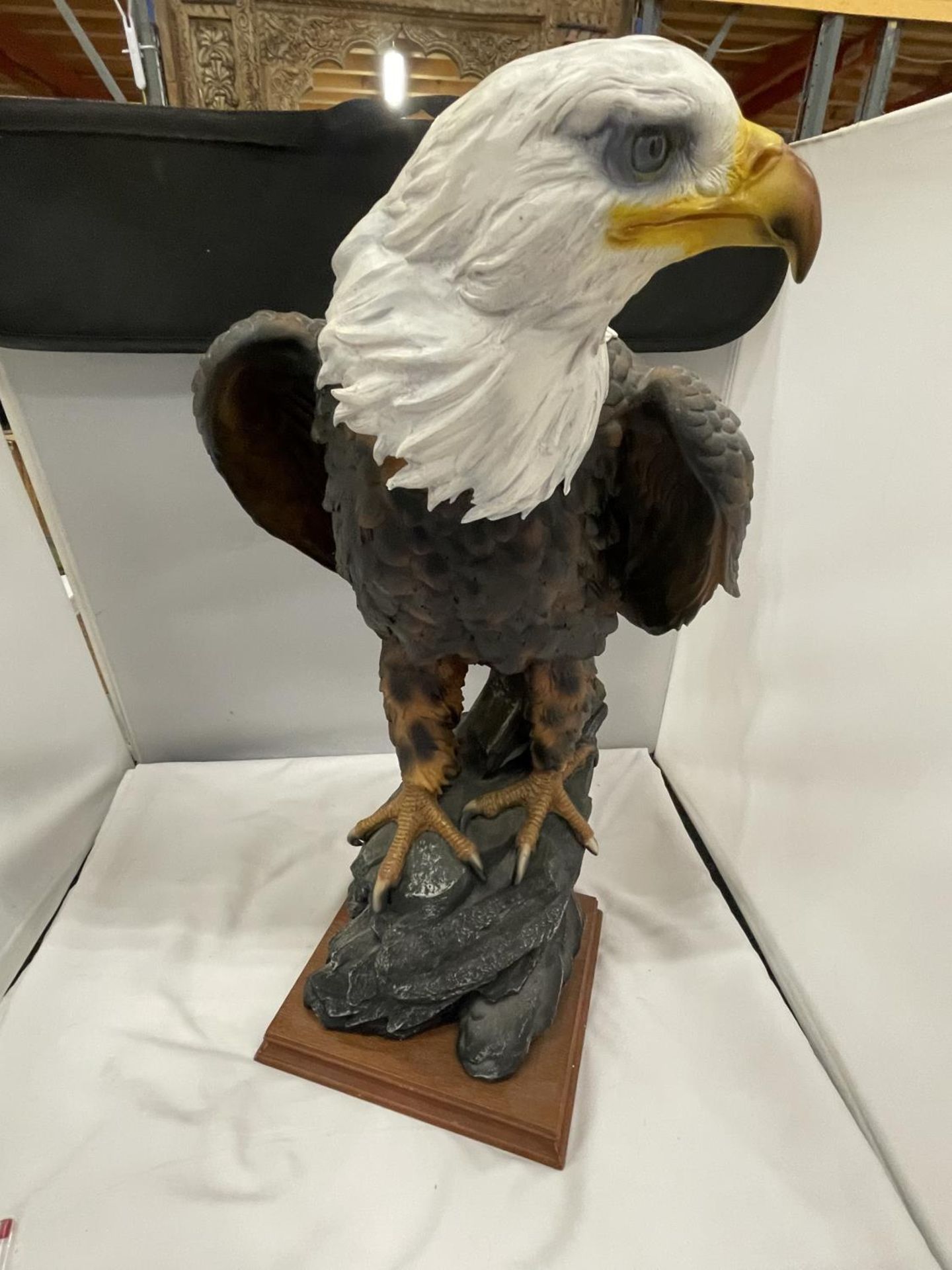 A LARGE RESIN FIGURE OF A BALD EAGLE HEIGHT - Image 2 of 4