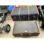 A VINTAGE TRAVEL TRUNK AND A VINTAGE TRAVEL CASE