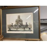 A VINTAGE FRAMED PRINT OF 'THE GRAND PAVILLION IN THE GREEN PARK' 53CM X 43CM