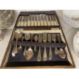 A MAHOGANY CASED SHEFFIELD CANTEEN OF CUTLERY