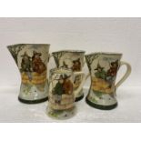 FOUR PIECES OF ROYAL DOULTON 'GALLANT FISHERS' SERIES WARE TO INCLUDE THREE JUGS AND A TANKARD