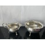 TWO SILVER ITEMS TO INCLUDE A SUGAR BOWL AND CREAM JUG BOTH HALLMARKED SHEFFIELD 1911 GROSS WEIGHT