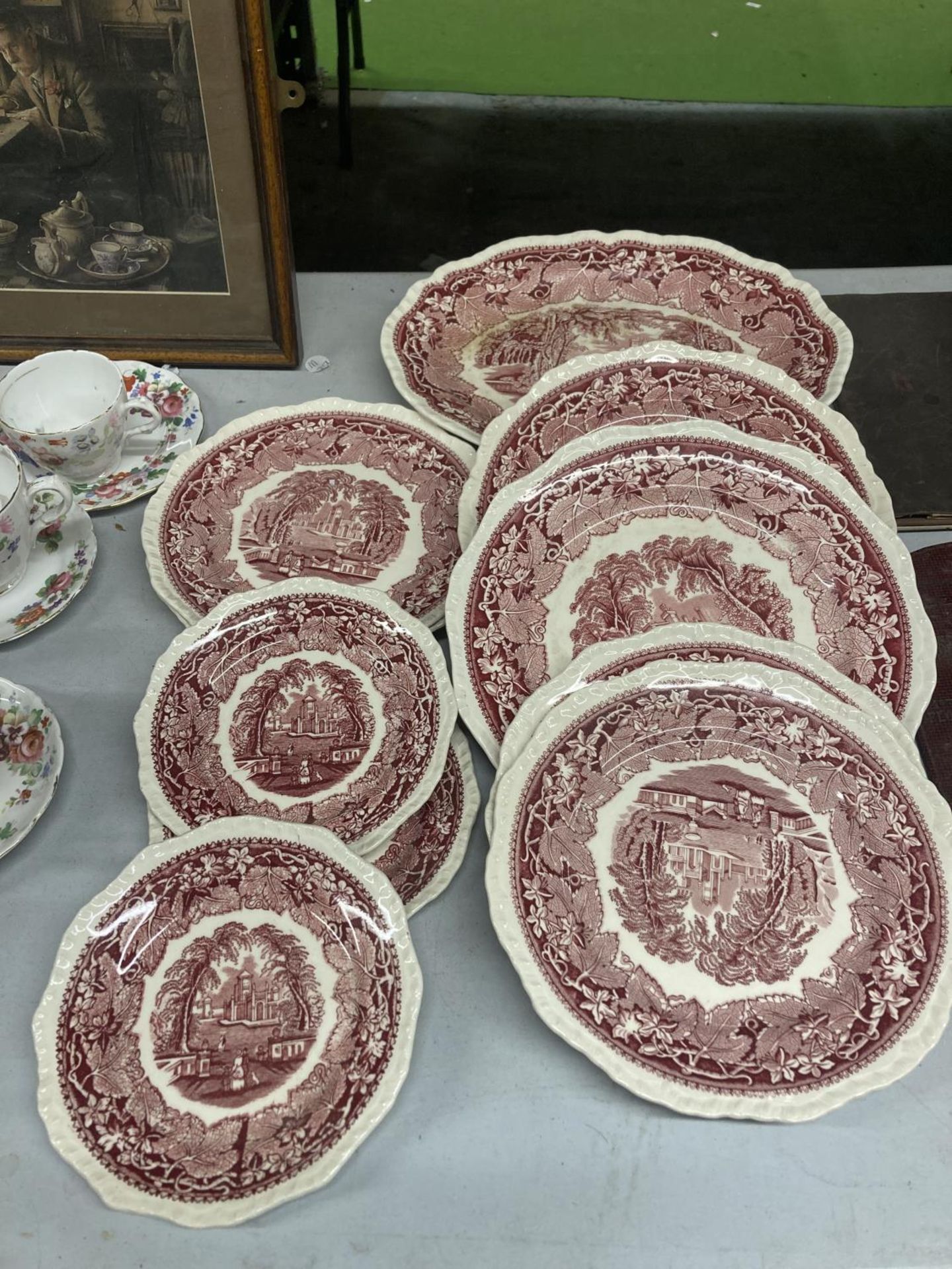 A QUANTITY OF MASON'S RED 'VISTA ENGLAND' PLATES