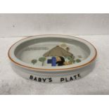 A CERAMIC SHELLEY MABEL LUCIE ATWELL DECORATED BABY'S PLATE