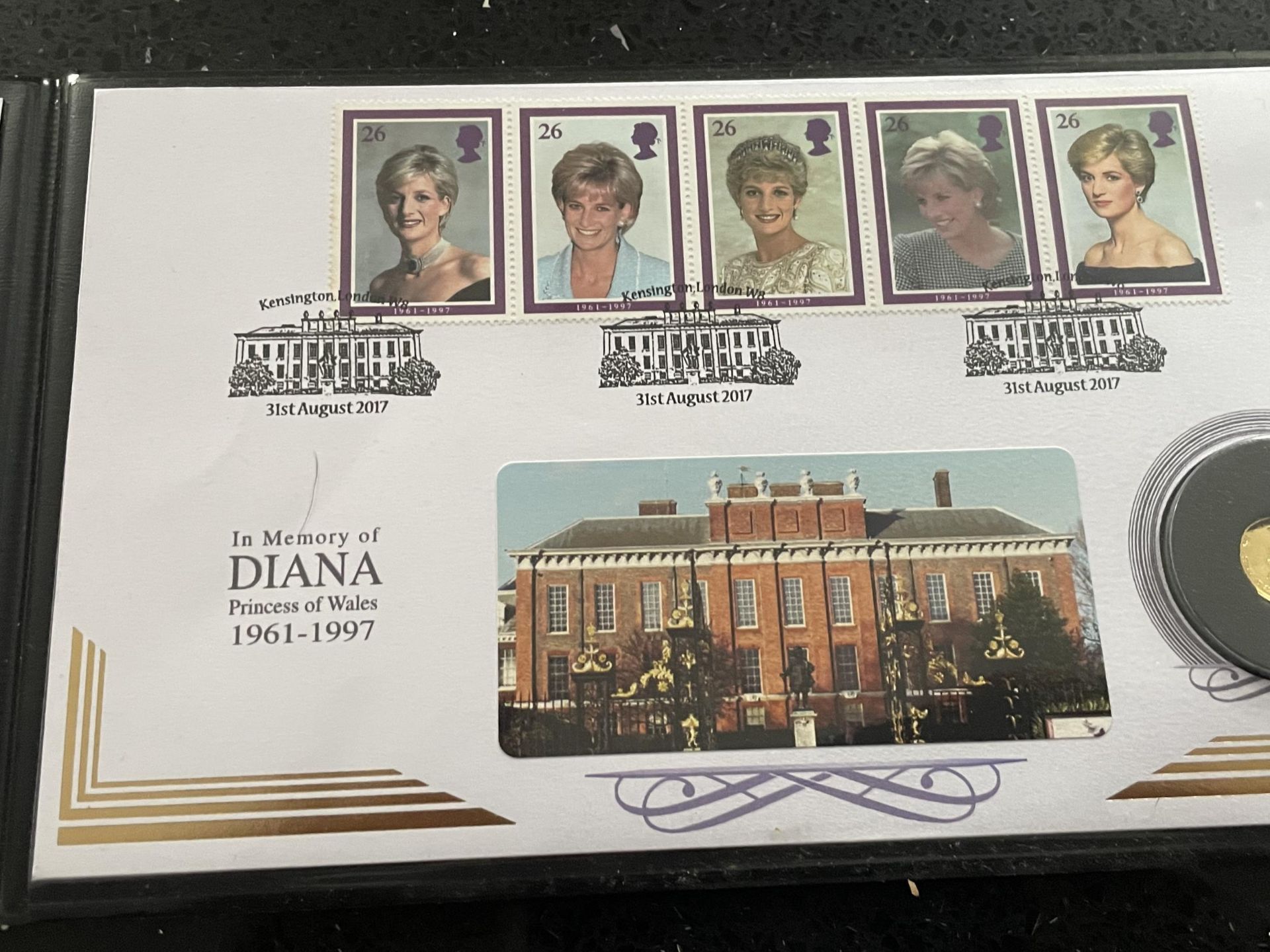 A PRINCESS DIANA 9 CARAT GOLD COMMEMORATIVE COIN COVER - LIMITED EDITION OF 499 - Image 2 of 4