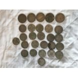 A COLLECTION OF TWENTY ONE SILVER FLORINS, FIVE SILVER HALF CROWNS AND A 1944 TWO SHILLINGS COIN
