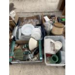 AN ASSORTMENT OF HOUSEHOLD CLEARANCE ITEMS TO INCLUDE GLASS WARE, CERAMICS AND LAMPS ETC