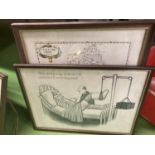 TWO FRAMED PRINTS TO INCLUDE A MAP OF STAFFORDSHIRE AND A CARTOON