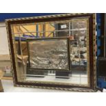 A LARGE GILT FRAMED MIRROR WITH A MARKED 925 SILVER PANEL