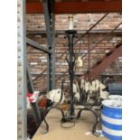 A LARGE WROUGHT IRON TABLE LAMP HEIGHT 72CM