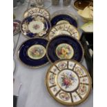 A COLLECTION OF CABINET PLATES TO INCLUDE ROYAL WORCESTER HANDPAINTED ORCHIDS, PARAGON, AYNSLEY '