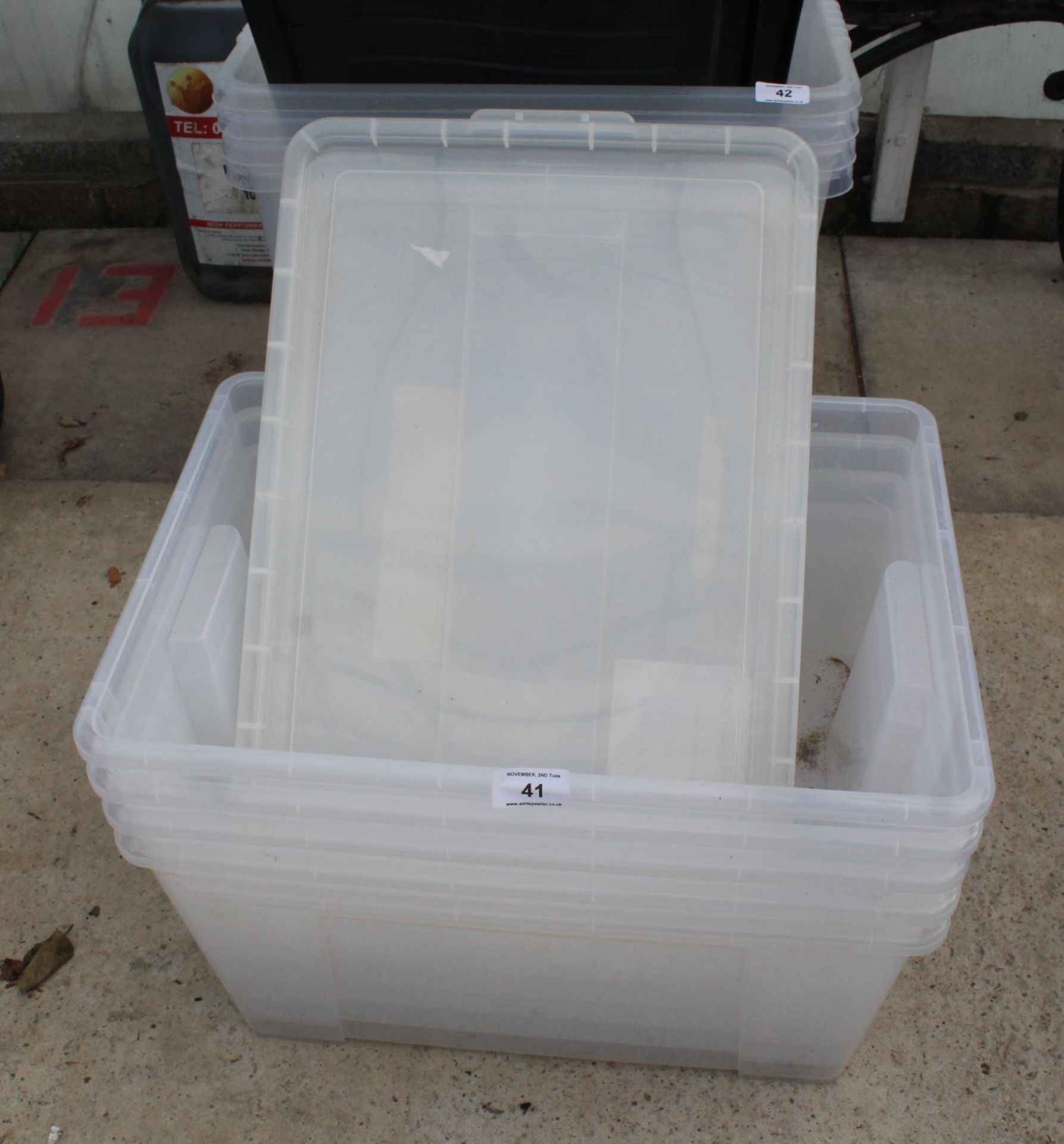 4 STORAGE BOXES WITH LIDS NO VAT