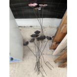 A COLLECTION OF METAL GARDEN FLOWERS