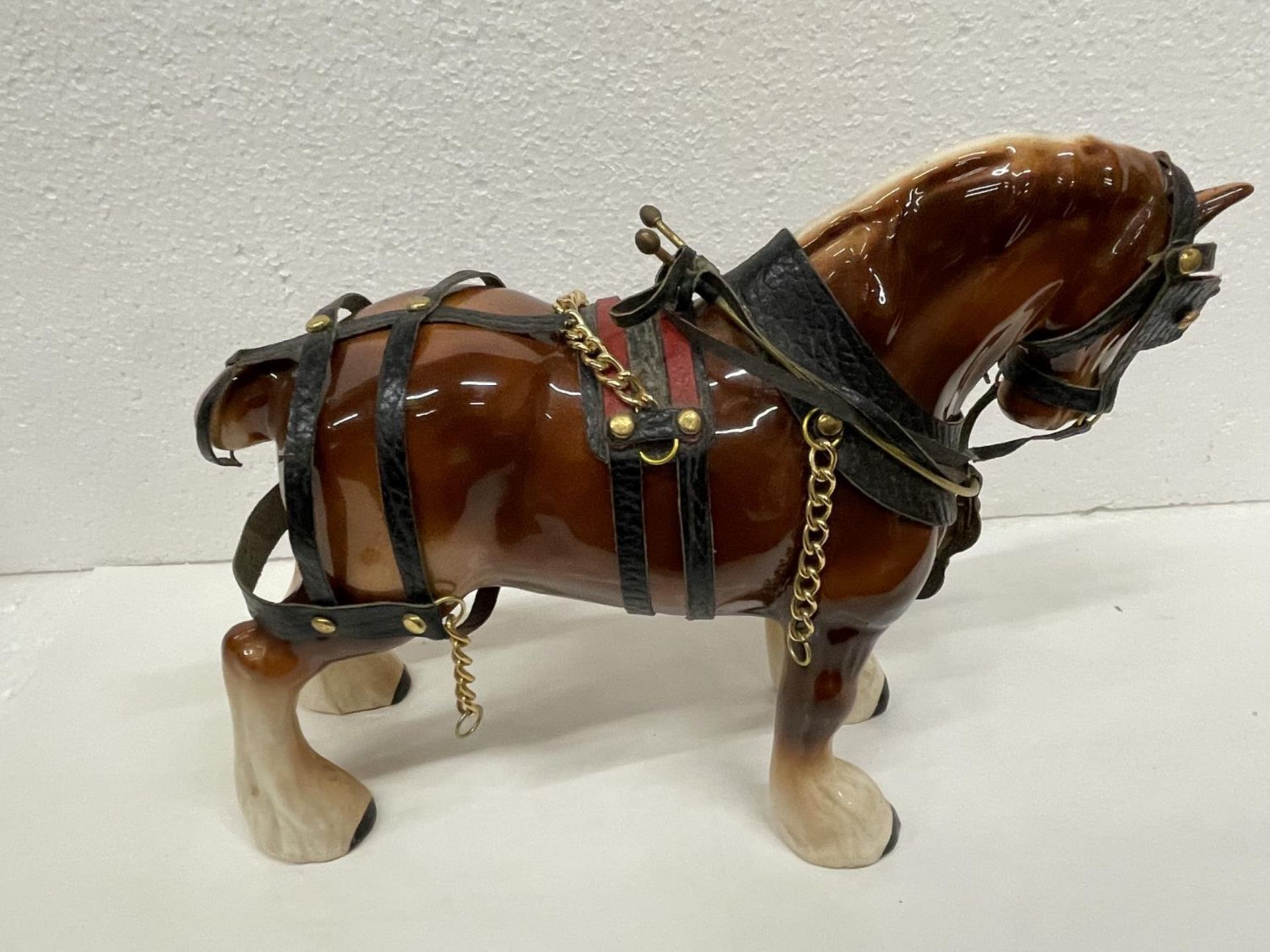 TWO SHIRE HORSES WITH HARNESS - Image 5 of 5