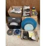 A LARGE COLLECTION OF VINTAGE FILM REELS AND RECORDING TAPES ETC