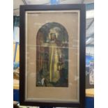 A MAHOGANY FRAMED PRINT 'THE LIGHT OF THE WORLD' DEPICTING JESUS WITH A LANTERN