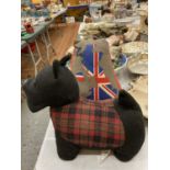 TWO HEAVY CLOTH DOORSTOPS - A SCOTTY DOG AND THE UNITED KINGDOM