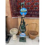 AN 'ESSO' PETROL PUMP WITH BRASS NOZZLE