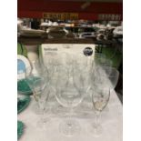 A SET OF SIX 'BOTTICELLI' OVERSIZED WINE GLASSES, WINE GLASSES PLUS CHAMPAGNE FLUTES
