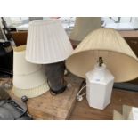 TWO TABLE LAMPS AND LAMP SHADES