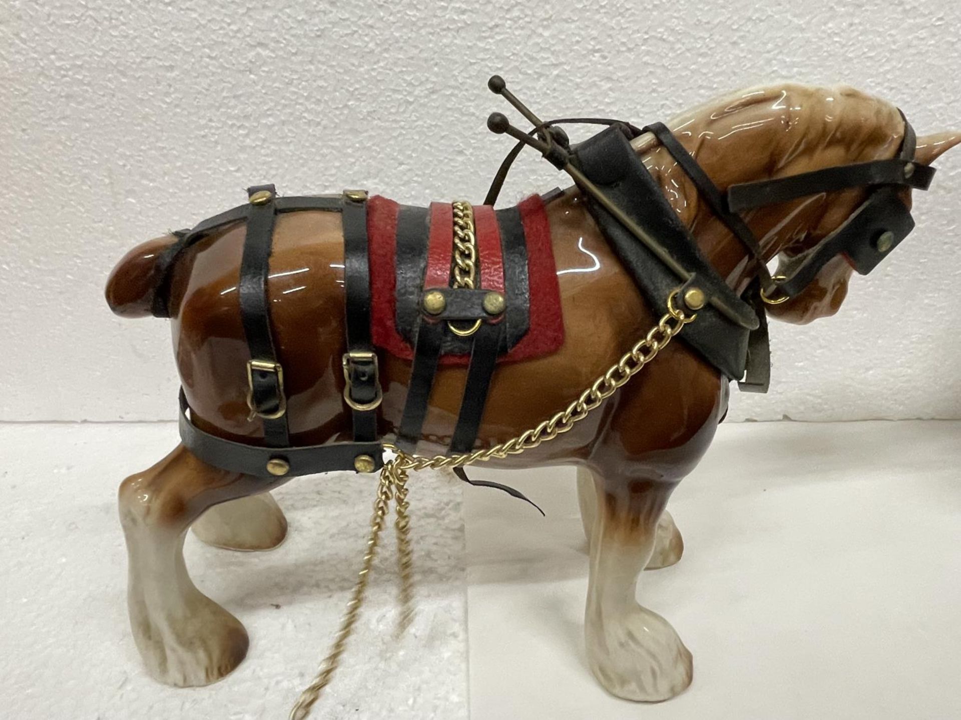 TWO SHIRE HORSES WITH HARNESS - Image 3 of 5